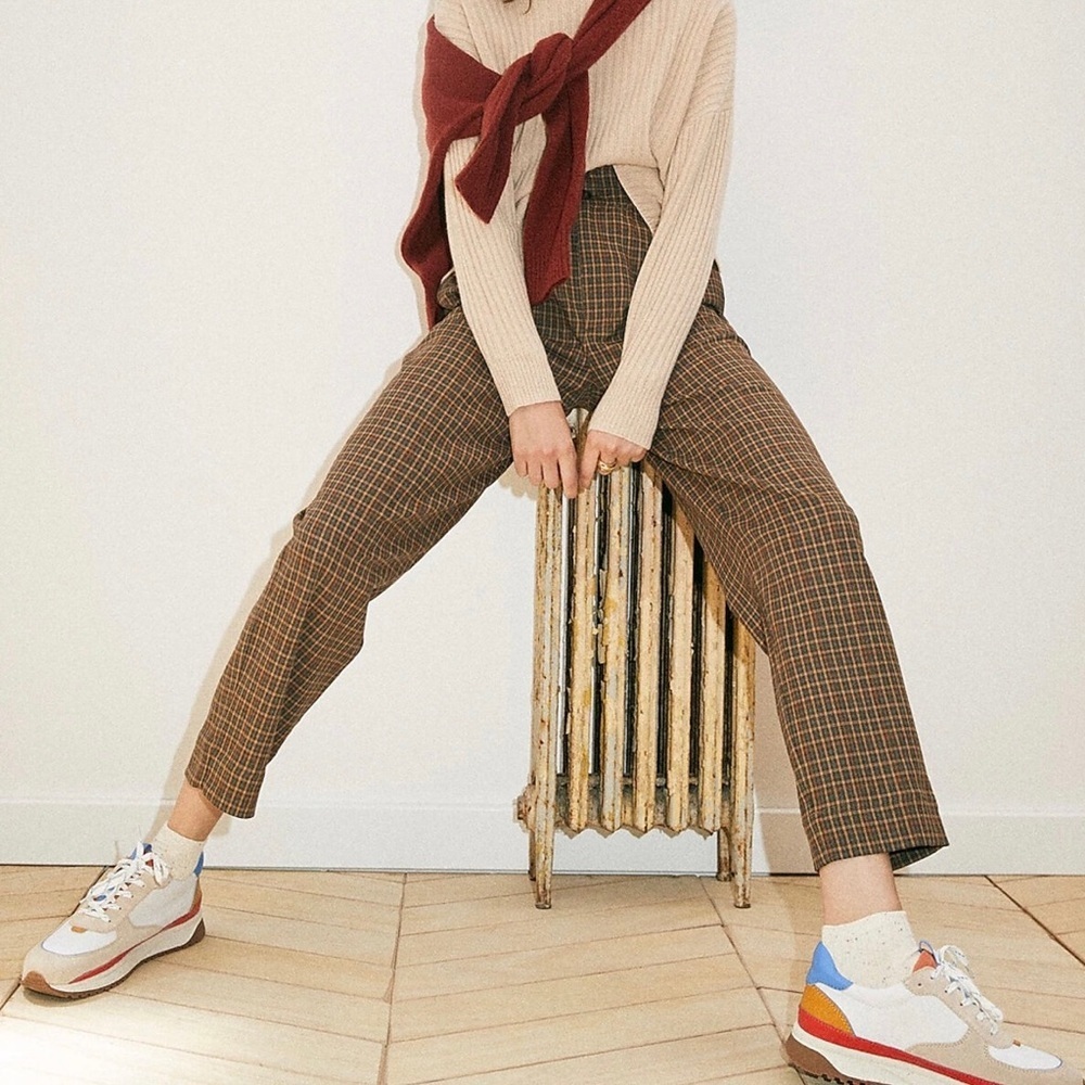 Madewell Plaid Paperbag Tapered Pants